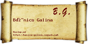 Bénics Galina névjegykártya